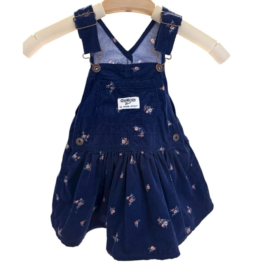 OshKosh B’gosh Floral Corduroy Jumper Dress Navy Blue 18M